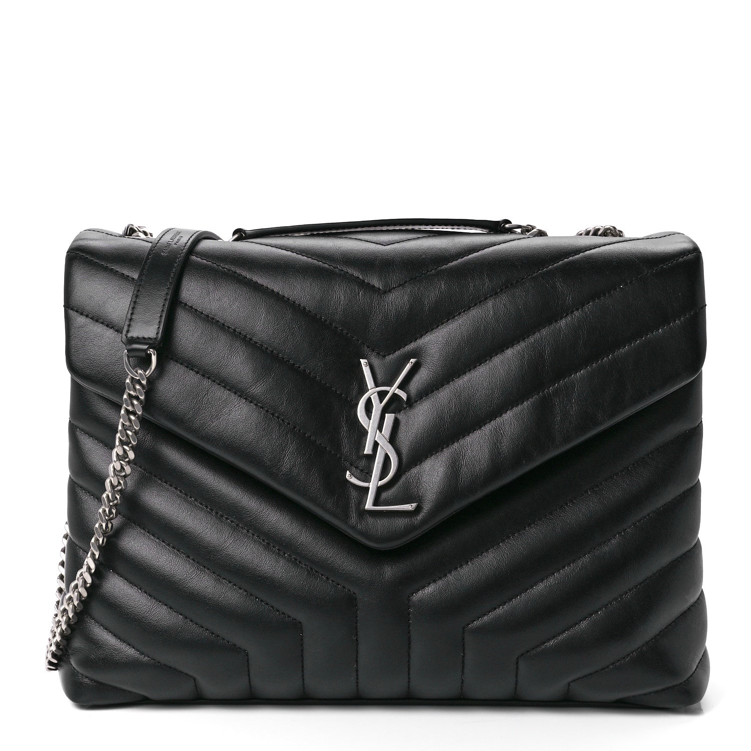Saint Laurent Calfskin Y Quilted Monogram Medium Loulou Chain Satchel Black 1 of 13