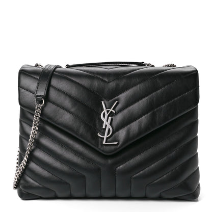Saint Laurent Calfskin Y Quilted Monogram Medium Loulou Chain Satchel Black 1 of 13