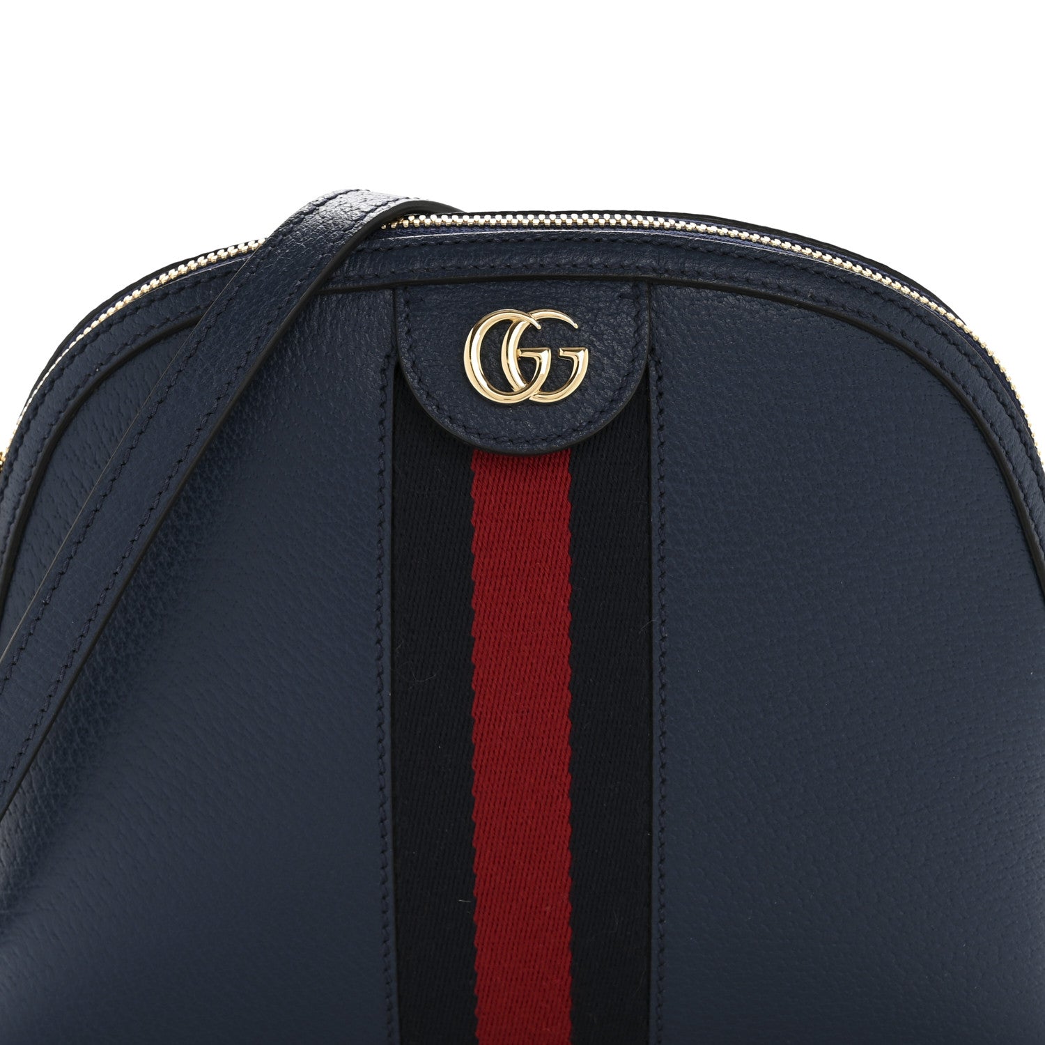 Gucci Textured Dollar Calfskin Web Small Ophidia Dome Shoulder Bag Blue Agata 8 of 11