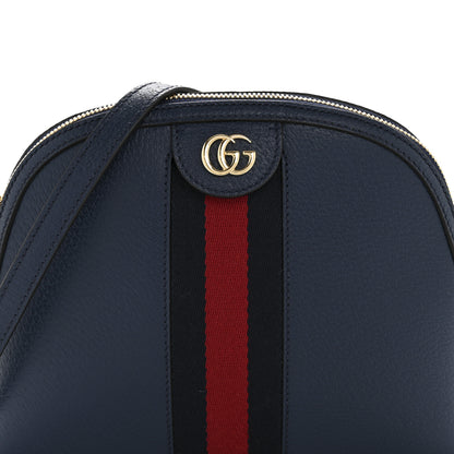 Gucci Textured Dollar Calfskin Web Small Ophidia Dome Shoulder Bag Blue Agata 8 of 11