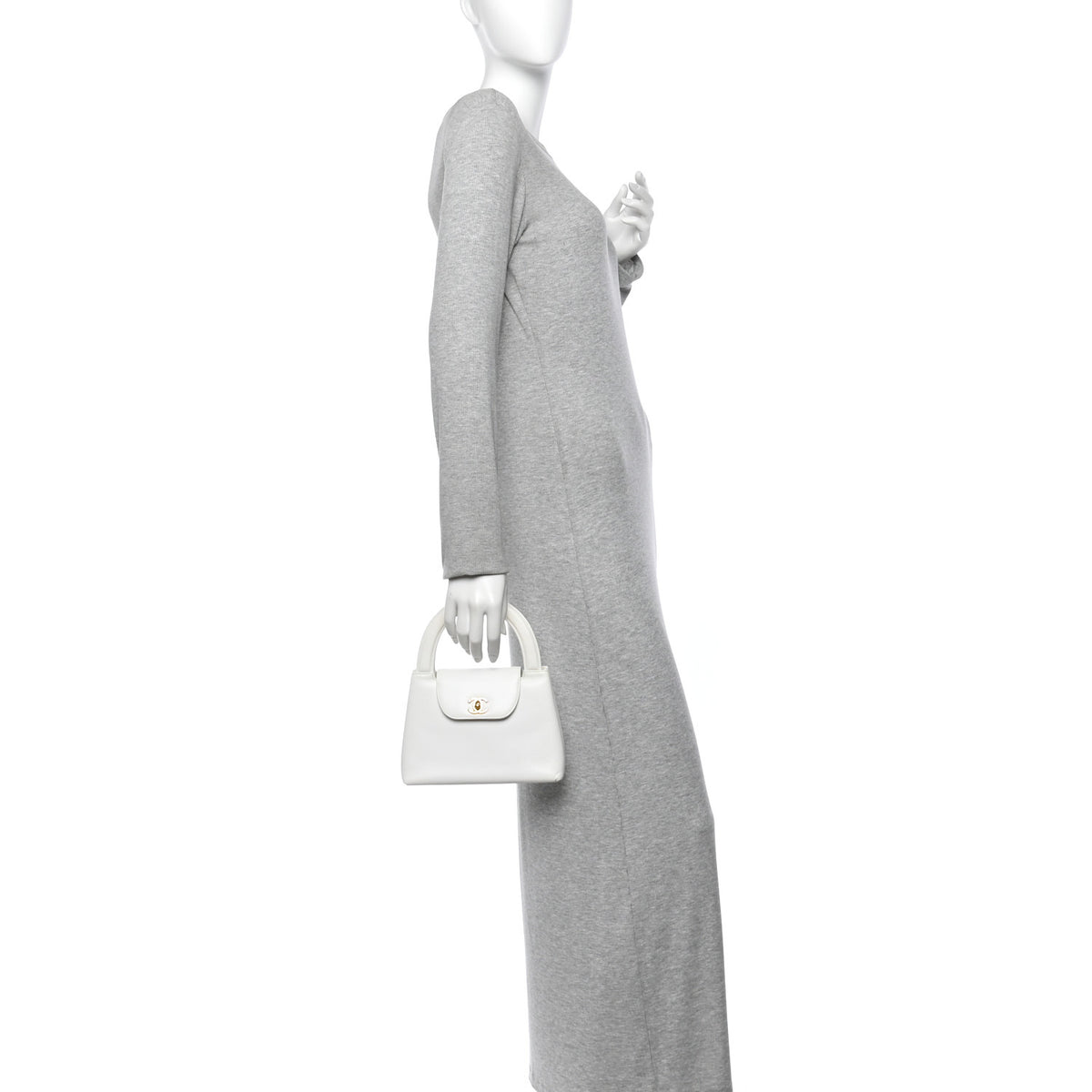 Chanel Caviar Top Handle Bag White 2 of 14