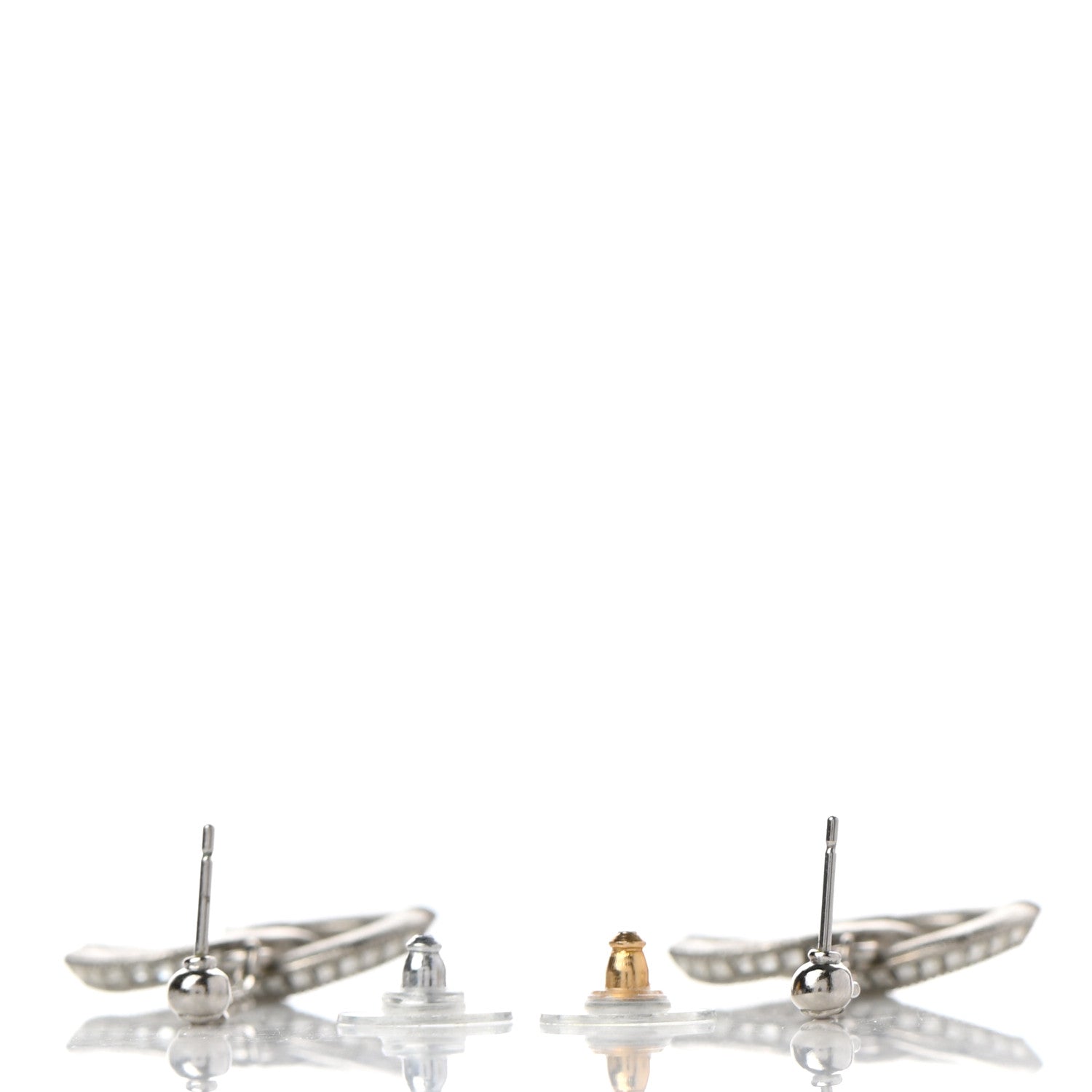 Chanel Baguette Crystal CC Drop Earrings Silver 3 of 4