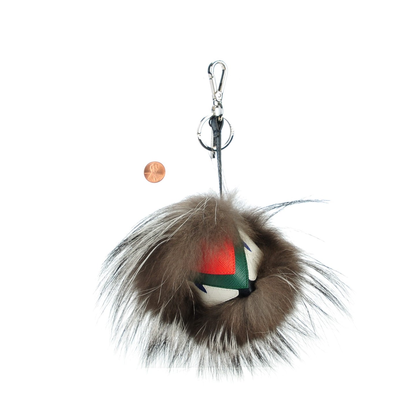 Silver Fox Fur Vitello Elite Monster Bag Bug Cube Charm Multicolor