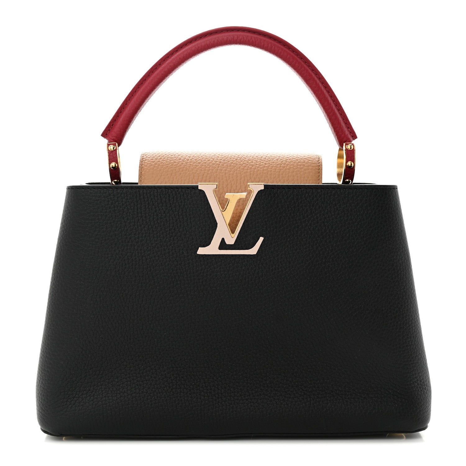 Louis Vuitton Taurillon Capucines MM Black Arizona Beige Ruby Red 1 of 11
