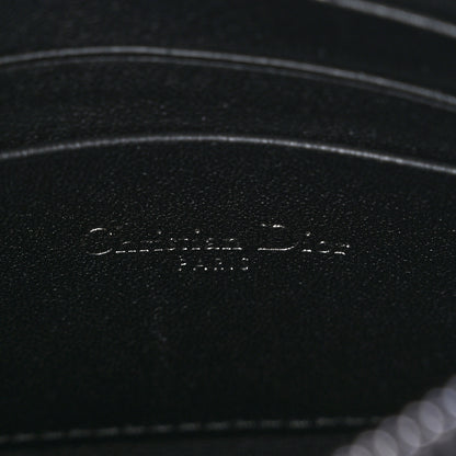Christian Dior Calfskin Macrocannage Diamond Caro Zipped Pouch With Chain Black 7 of 12