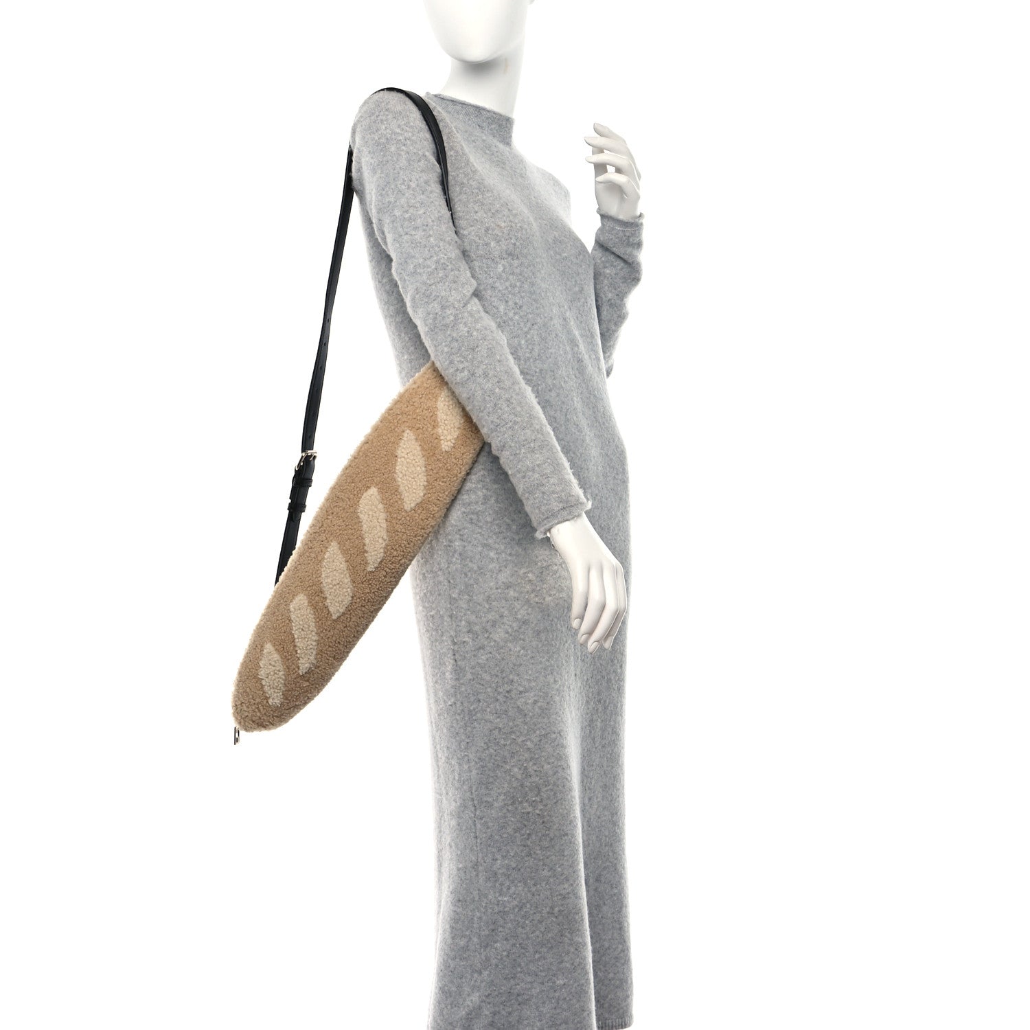 Fendi Sheepskin Baguette Bread Pouch Beige Panna 2 of 10