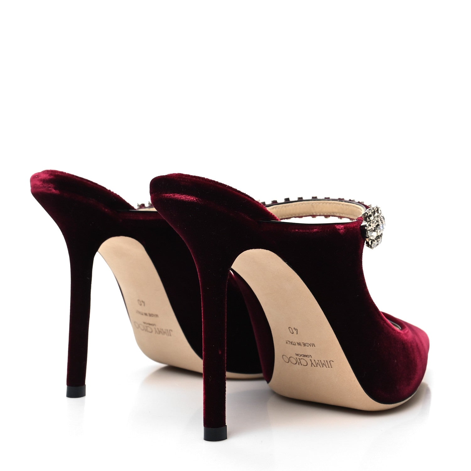 Jimmy Choo Velvet Crystal Bing 100 Pumps 40 Burgundy 4 of 7
