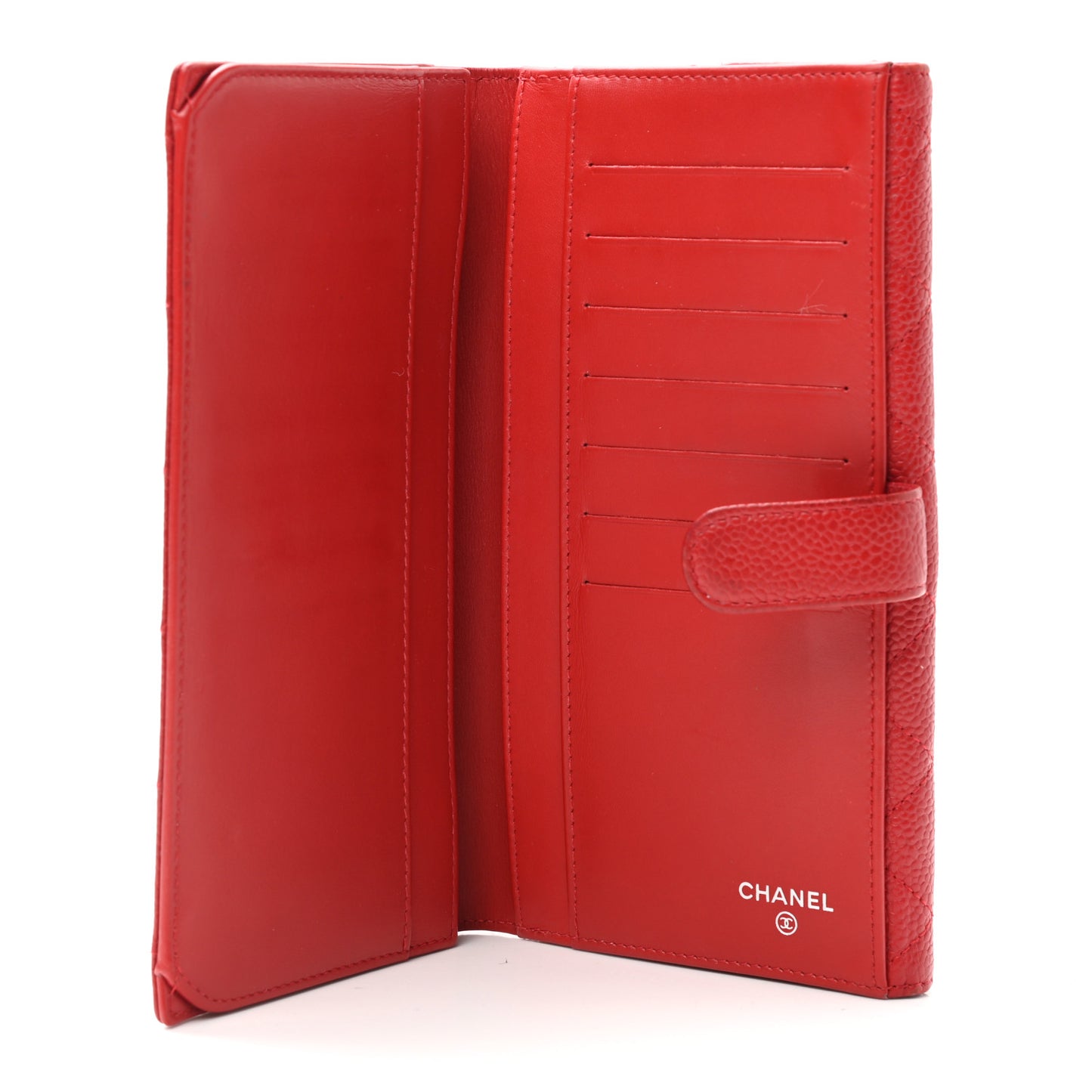 Caviar Quilted CC Long Double Wallet Red