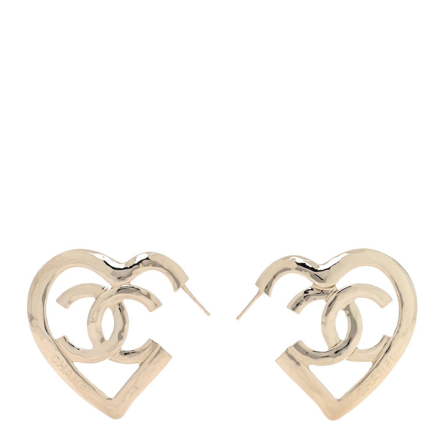 Metal CC Heart Coco In Love Hoop Earrings Gold
