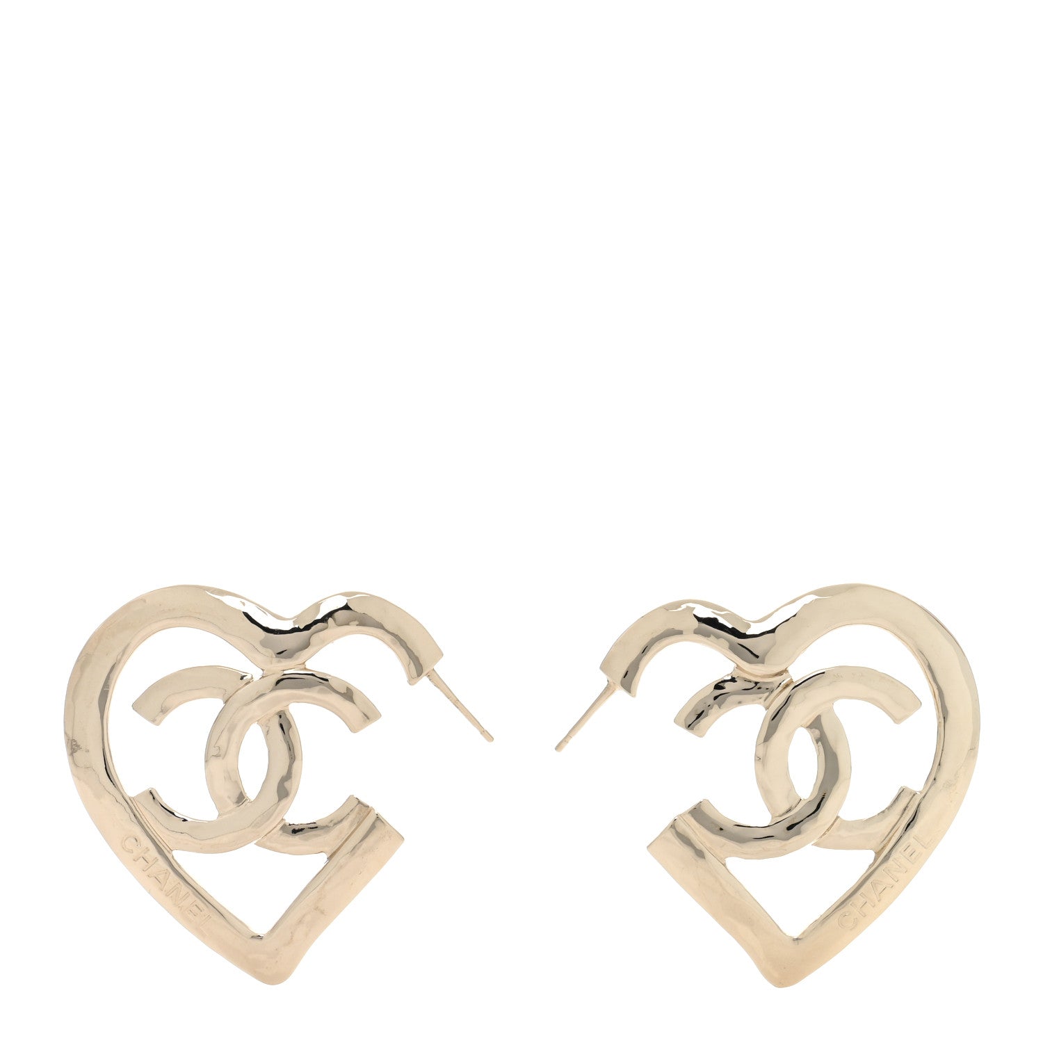 Chanel Metal CC Heart Coco In Love Hoop Earrings Gold 1 of 5