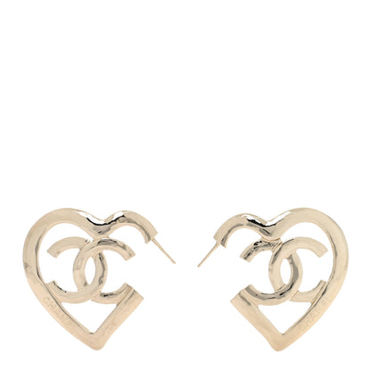 Chanel Metal CC Heart Coco In Love Hoop Earrings Gold 1 of 5