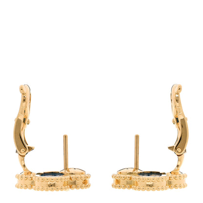 Van Cleef & Arpels 18K Yellow Gold Blue Agate Vintage Alhambra Earrings 3 of 5