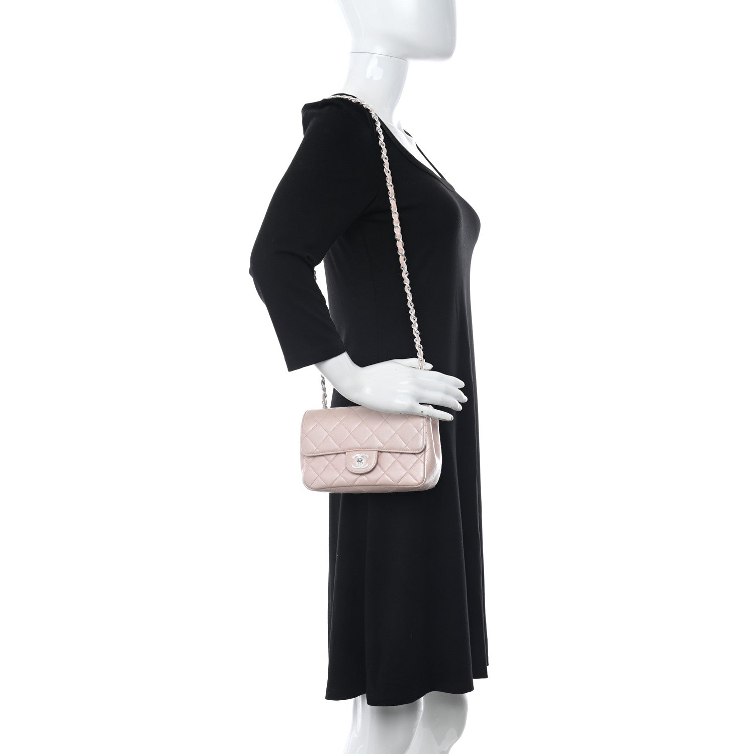 Chanel Metallic Lambskin Quilted Extra Mini Rectangular Flap Pink 2 of 15