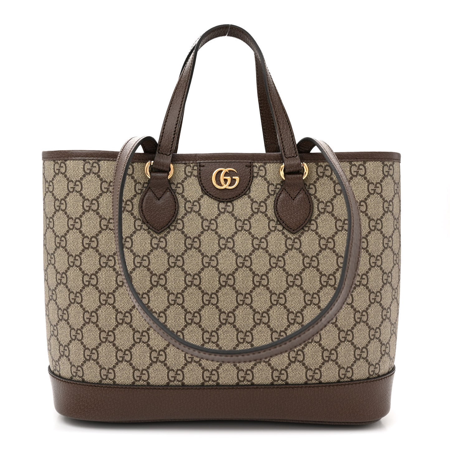 GG Supreme Monogram Textured Calfskin Small Ophidia Shoulder Tote Bag Beige Ebony New Acero