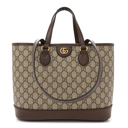 Gucci GG Supreme Monogram Textured Calfskin Small Ophidia Shoulder Tote Bag Beige Ebony New Acero 1 of 10