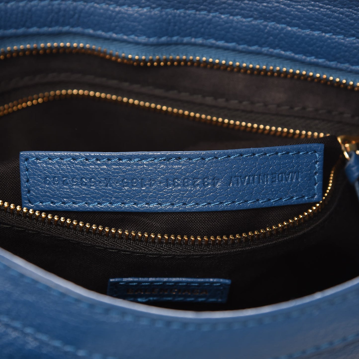 Shiny Goatskin Gold Metallic Edge Hardware S City Bleu Abysse