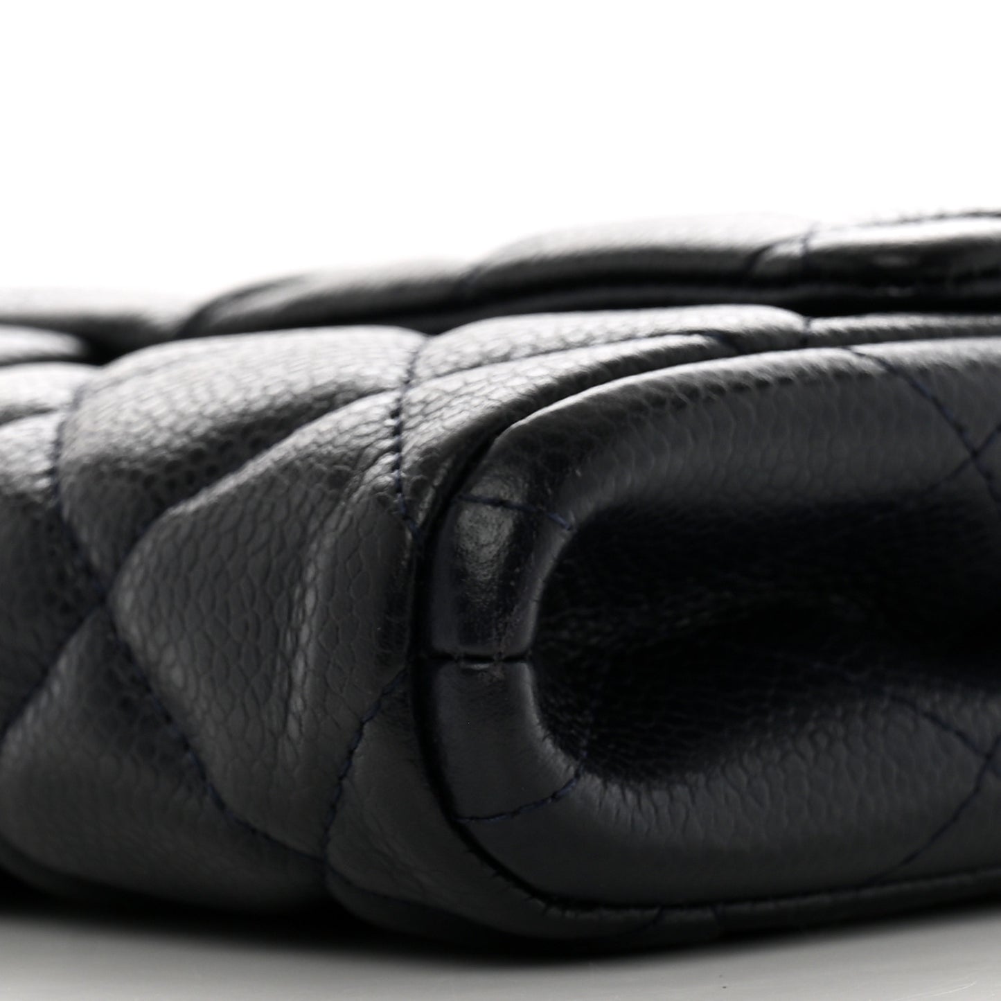 Caviar Quilted Clutch With Chain Flap Navy Blue