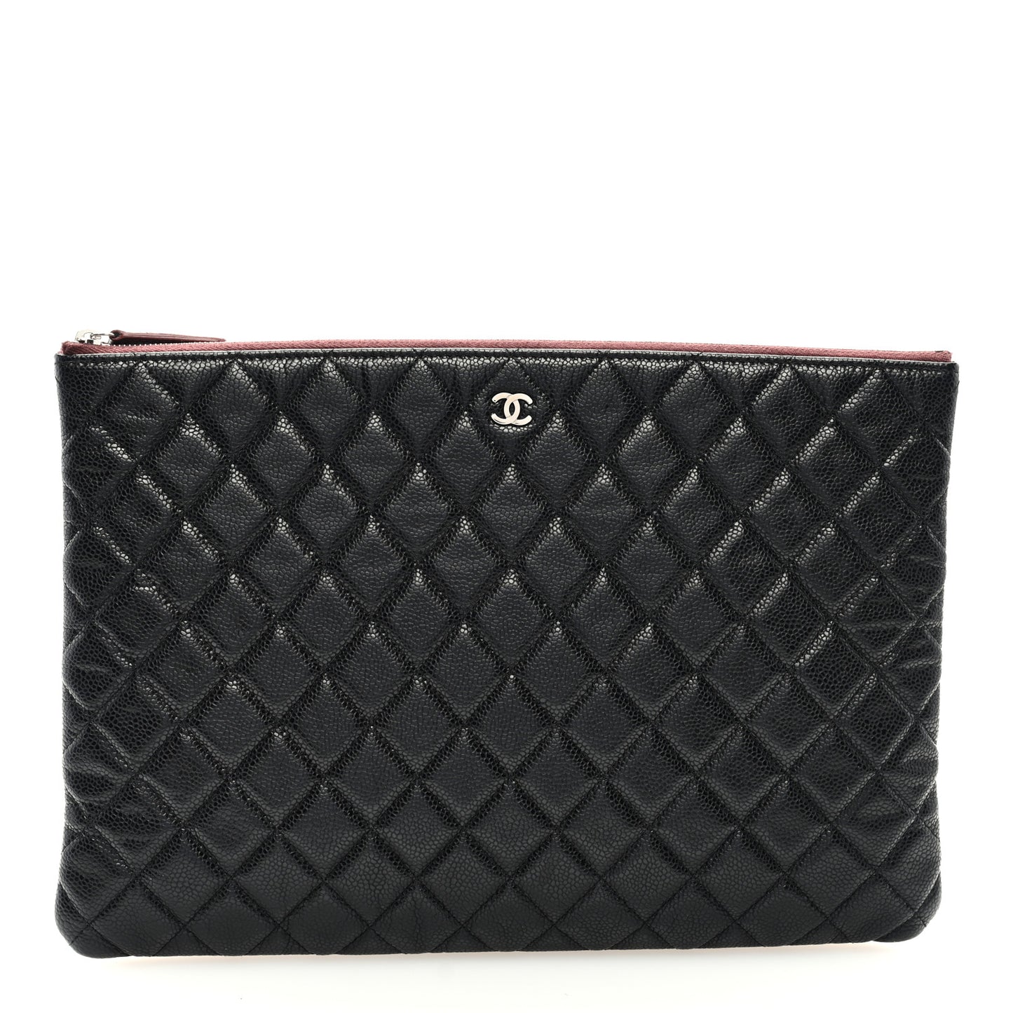 Caviar Quilted Large Cosmetic Case Black
