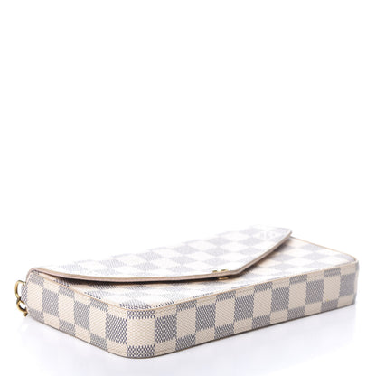 Louis Vuitton Damier Azur Pochette Felicie Chain Wallet Rose Ballerine 4 of 10