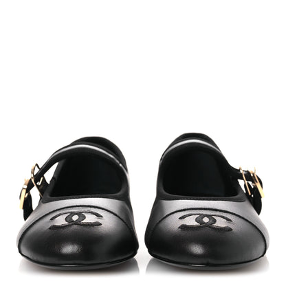 Chanel Lambskin Mary Jane Flats 37 Black 3 of 11