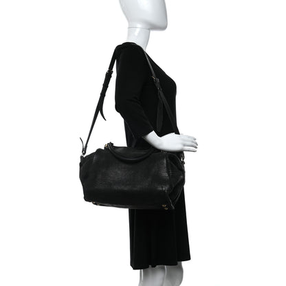Lanvin Crocodile Stamped Calfskin Trilogy Bowling Bag Black 2 of 12