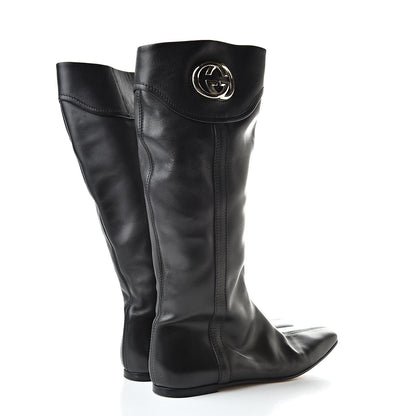Gucci Calfskin Interlocking G Boots 38.5 Black 4 of 14