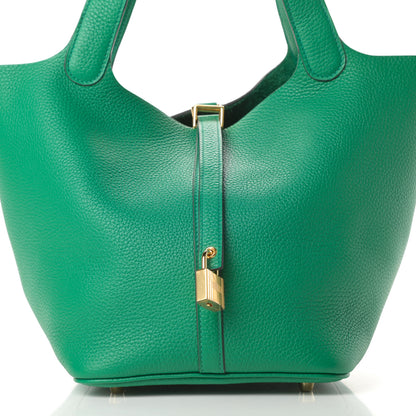 Hermes Taurillon Clemence Picotin Lock 22 MM Vert Vertigo 8 of 11
