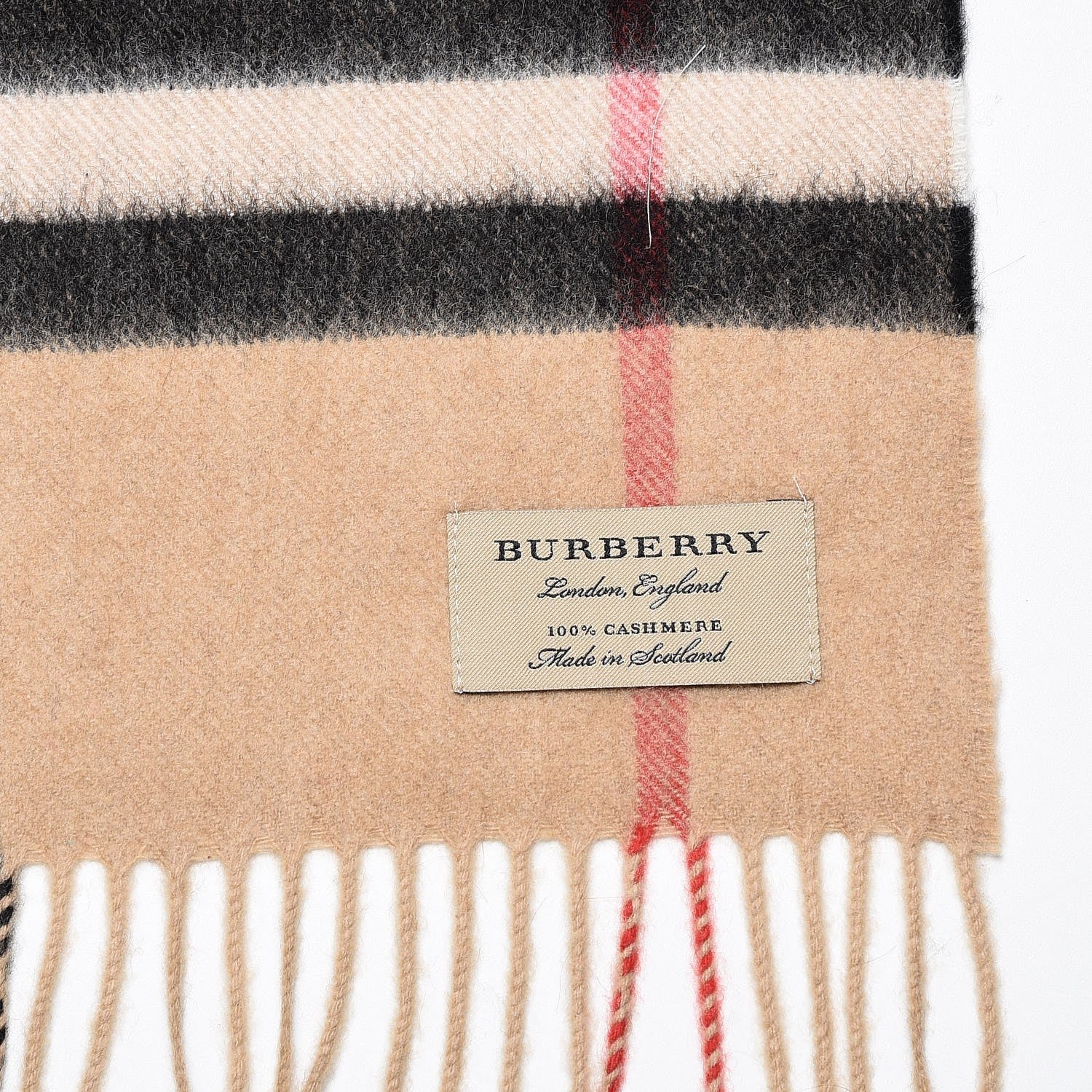 Burberry Cashmere Giant Check Fringe Scarf Camel 4 of 6
