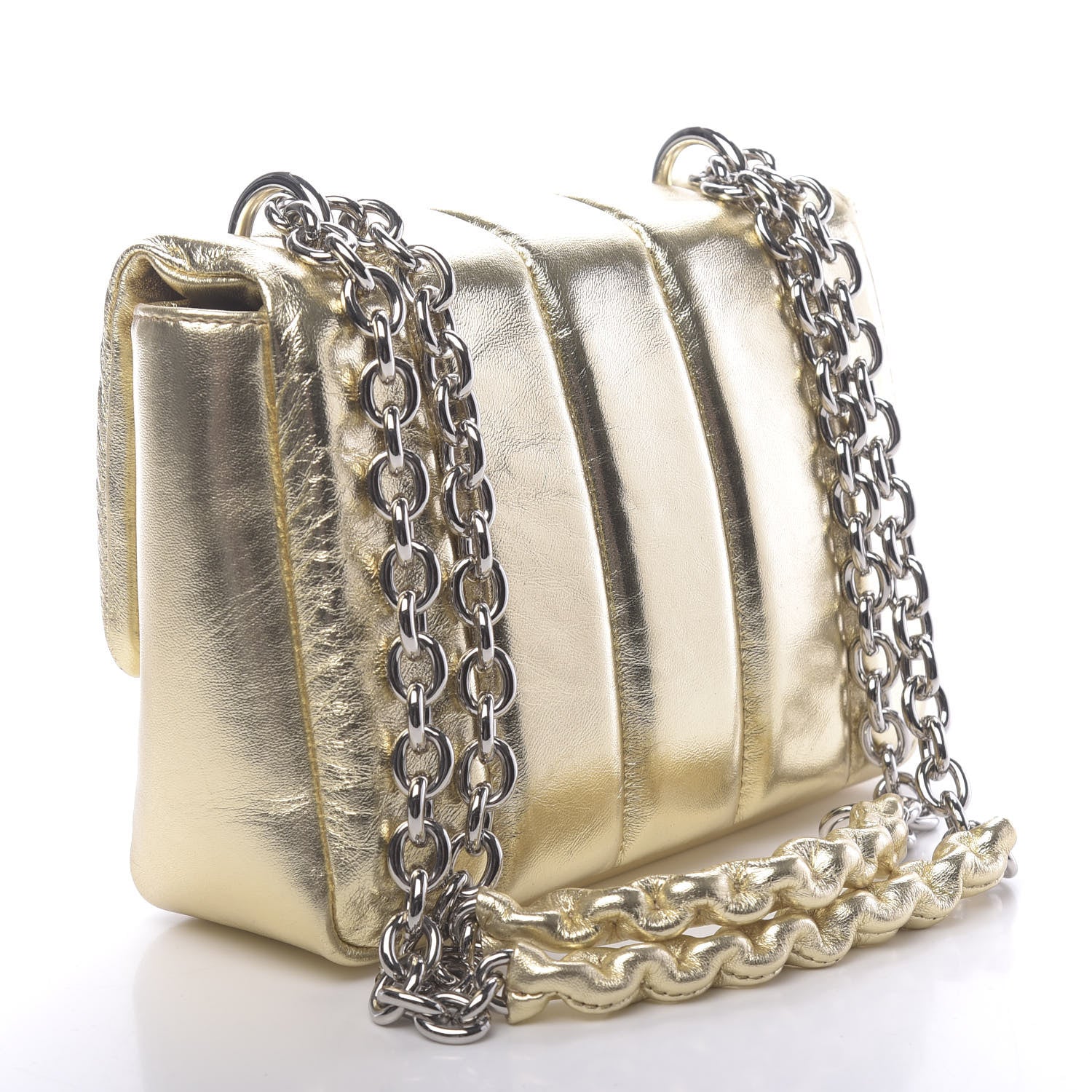 Tom Ford Metallic Soft Lambskin Quilted Small Natalia Chain Shoulder Bag Gold 3 of 11