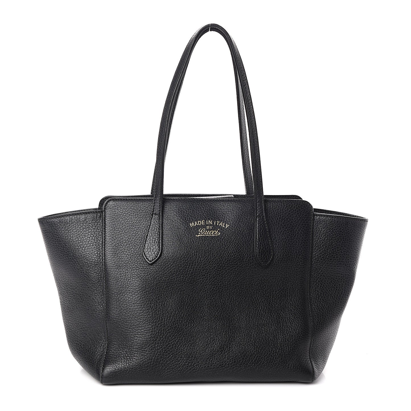 Pebbled Calfskin Small Swing Tote Black