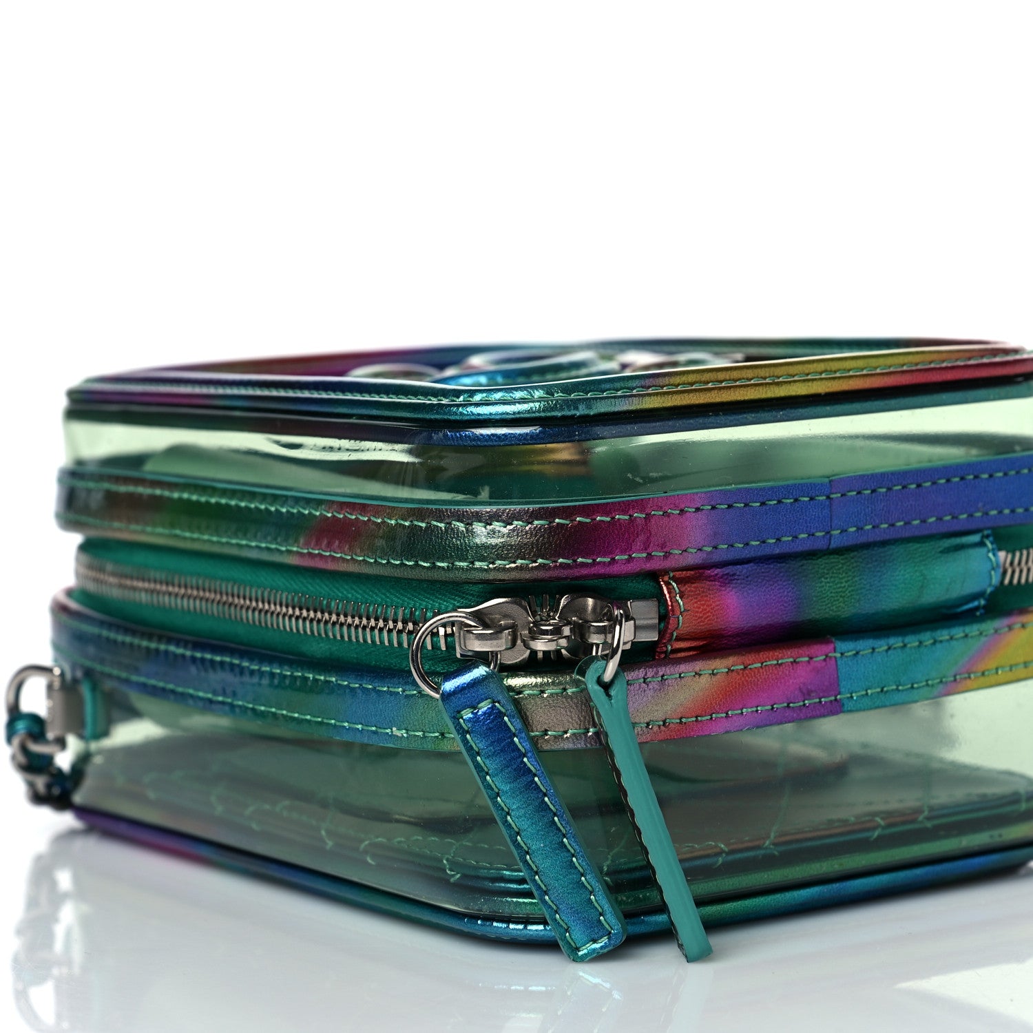 Chanel PVC Patent Calfskin Patent Lambskin Vertical Vanity Case Green 7 of 9