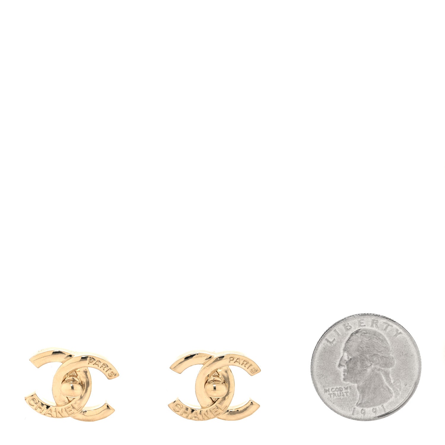 Chanel Metal CC Turnlock Earrings Gold 2 of 4