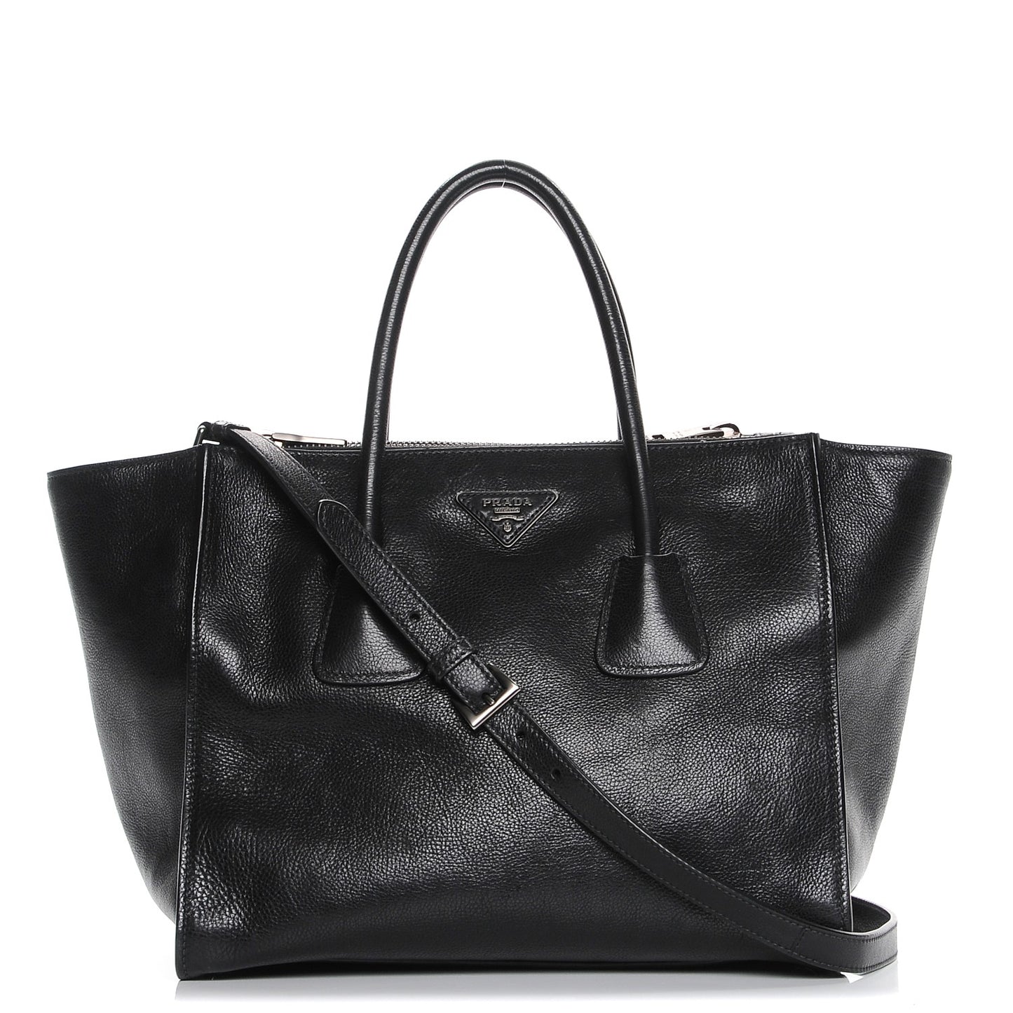 Glace Calf Twin Pocket Tote Nero Black