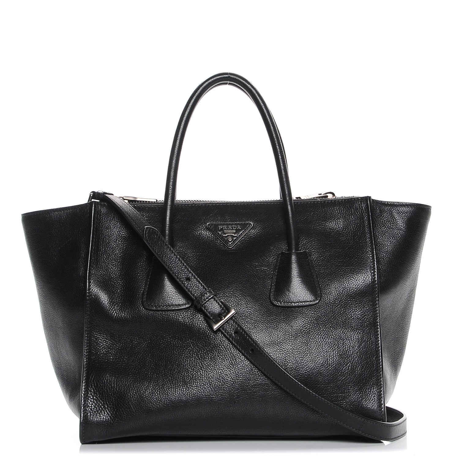 Prada Glace Calf Twin Pocket Tote Nero Black 1 of 8