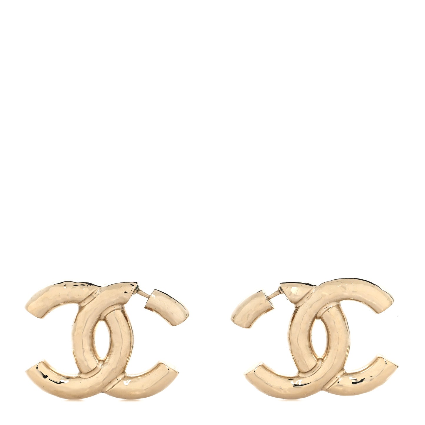Metal Large CC Earrings Light Gold