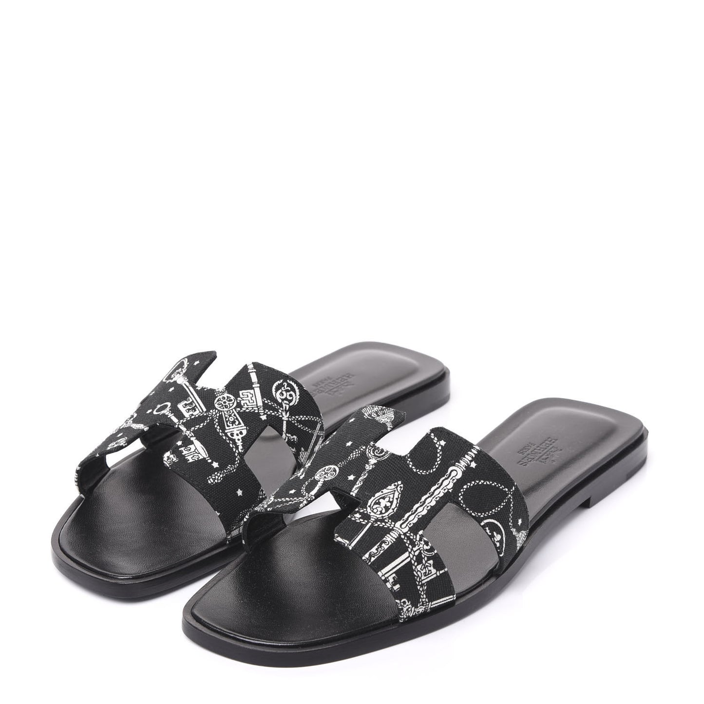 Cotton Canvas Printed Les Cles Bandana Oran Sandals 37 Black