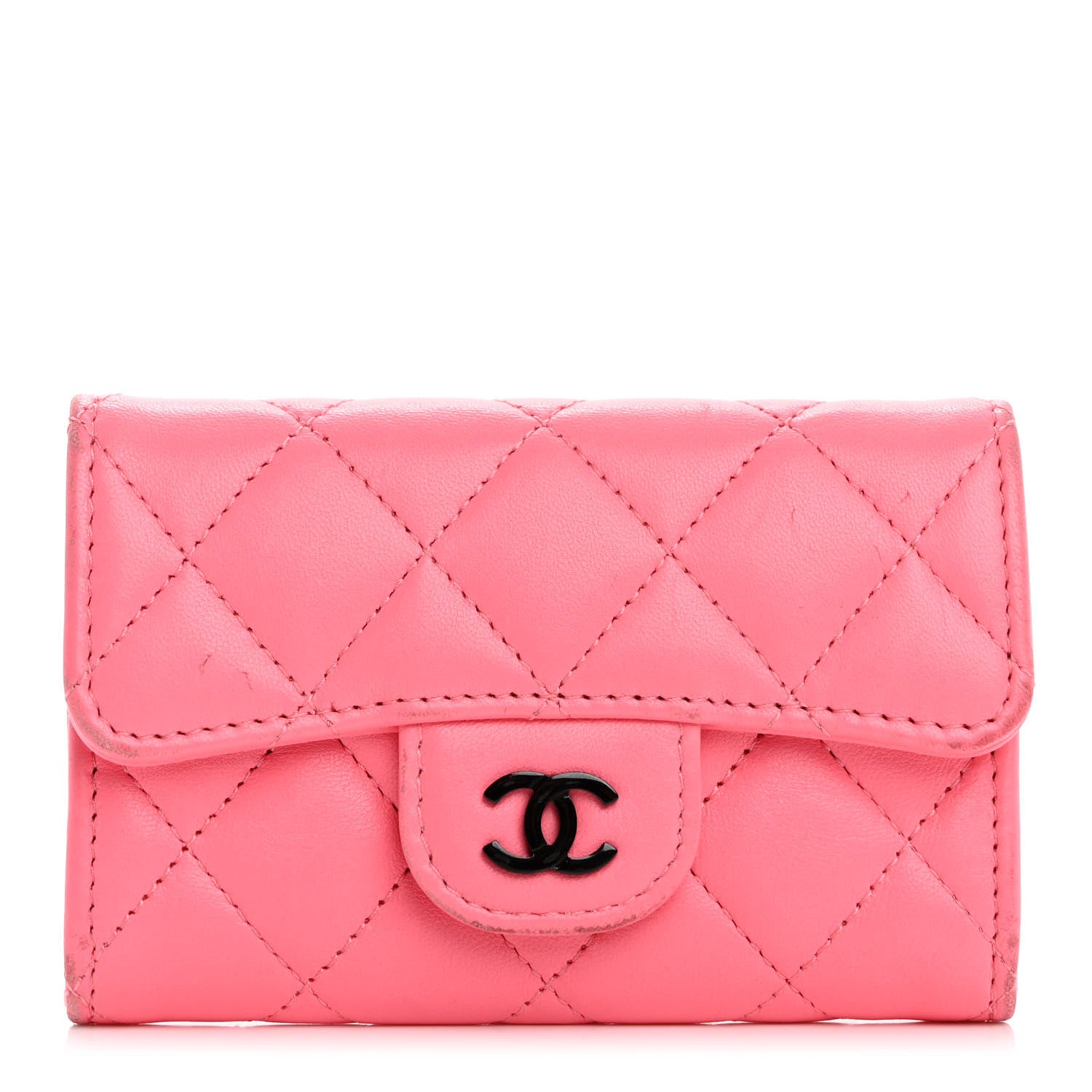 Chanel Lambskin Quilted Flap Card Holder Wallet Pink 1 of 16