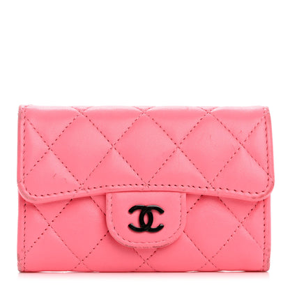 Chanel Lambskin Quilted Flap Card Holder Wallet Pink 1 of 16