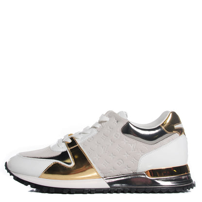 Louis Vuitton Suede Patent Calfskin Embossed Monogram Run Away Sneakers 39.5 White 1 of 9