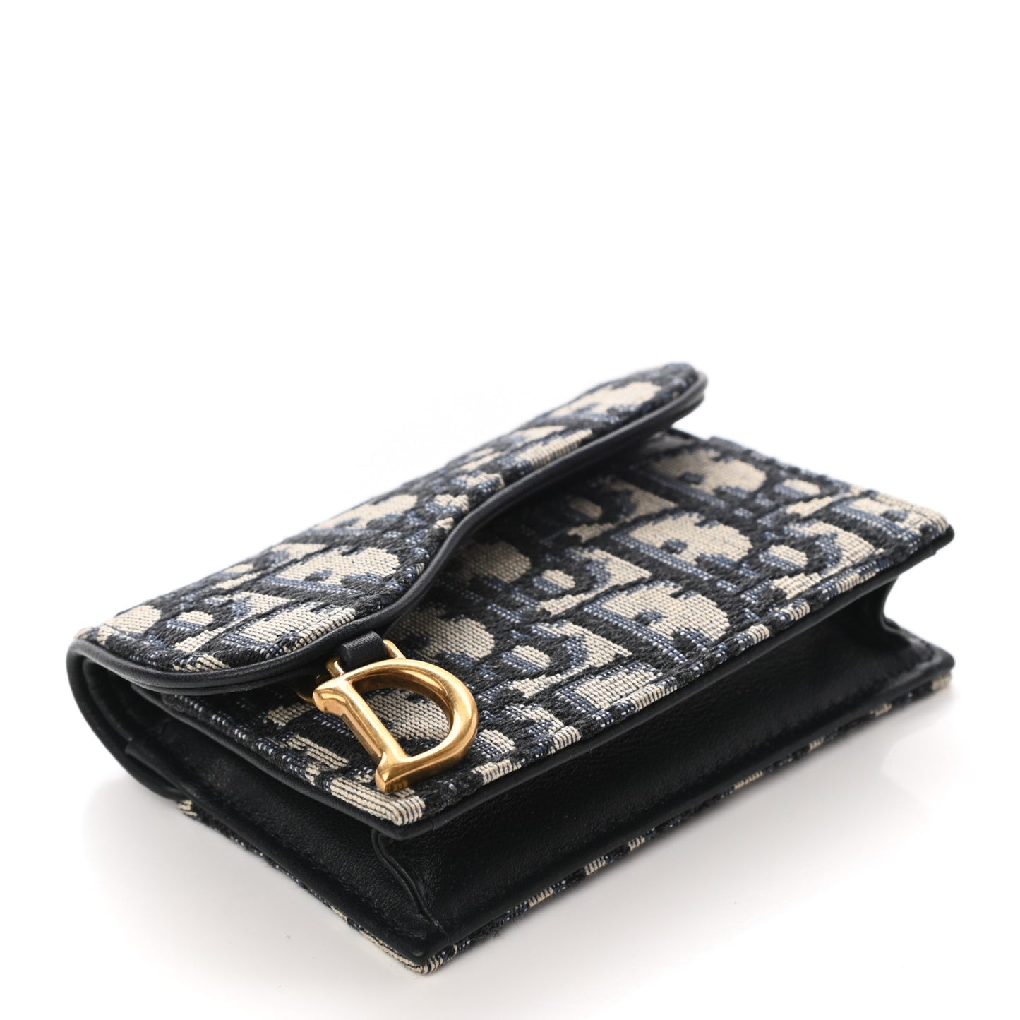 Oblique Saddle Card Holder Blue