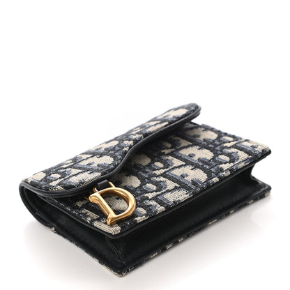 Christian Dior Oblique Saddle Card Holder Blue 4 of 7