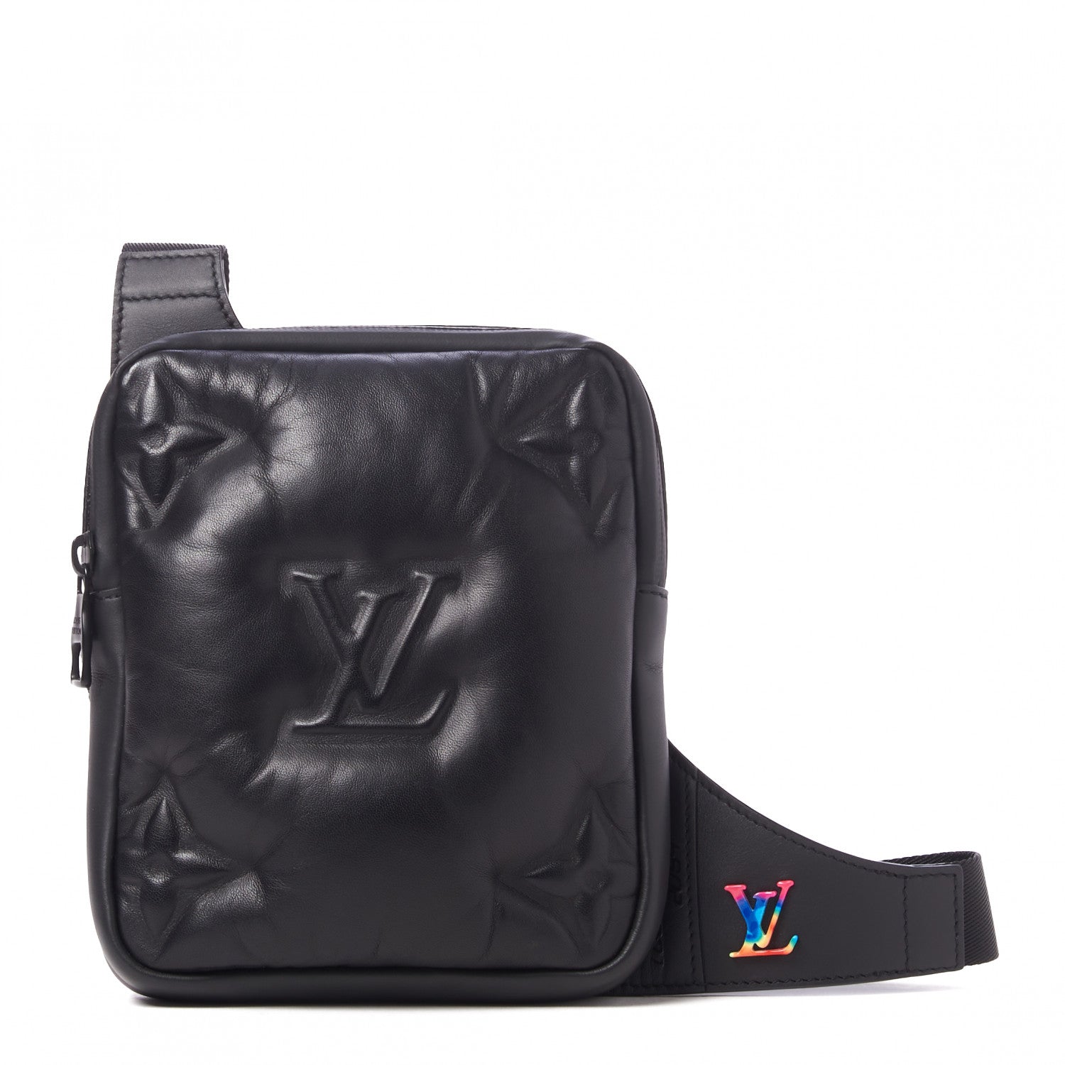 Louis Vuitton Lambskin Puffer Asymmetrical Sling Bag Black 1 of 8