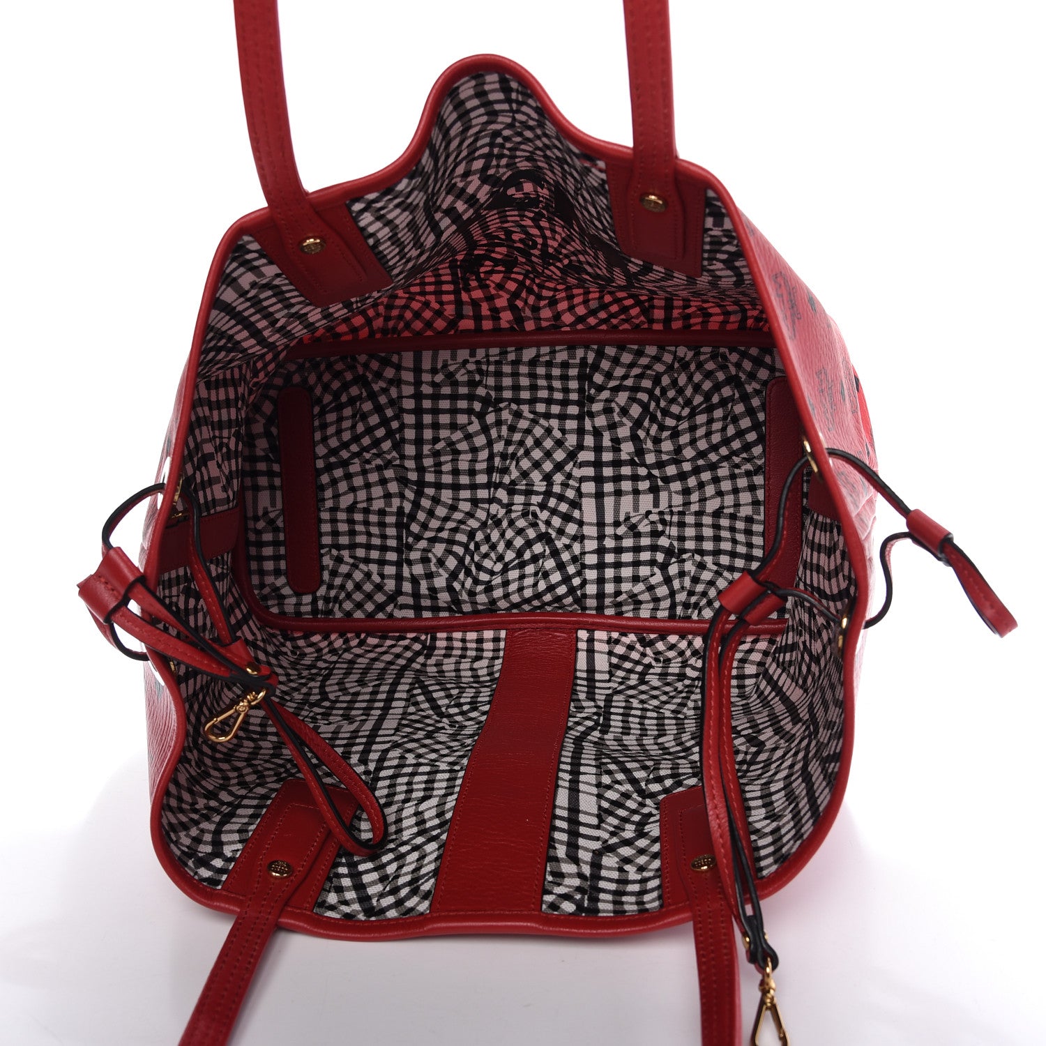 MCM Visetos Medium Liz Reversible Shopper Tote Ruby Red 7 of 11