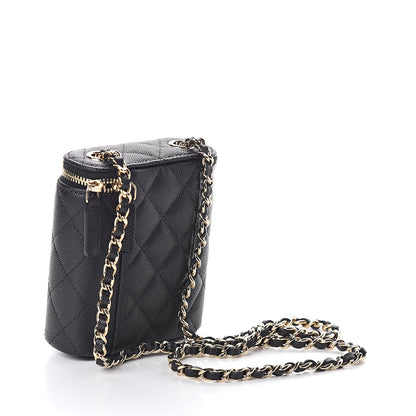 Chanel Caviar Quilted Small Vertical Coco Beauty Vanity Case With Chain Black 3 of 10