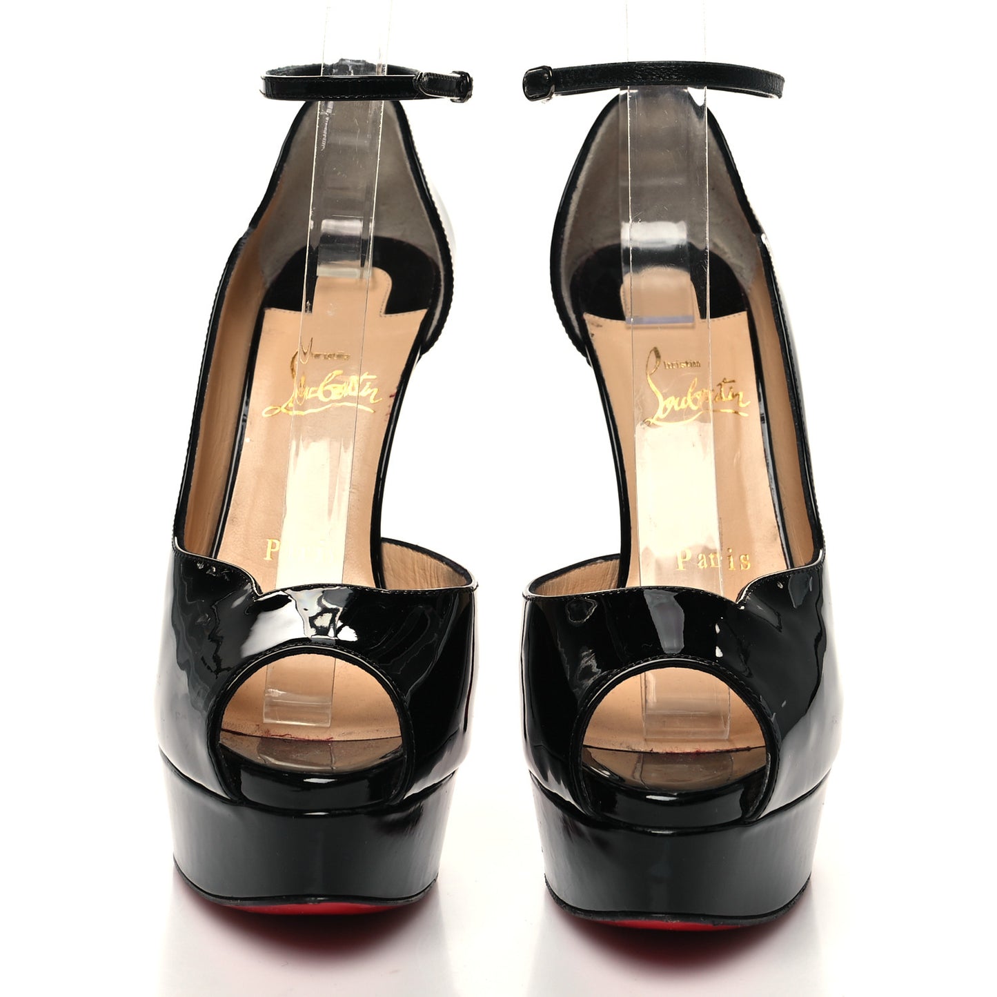 Patent After Sun Round Chick Alta Platform Peep Toe 120 Pumps 37 Black