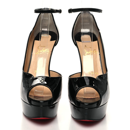 Christian Louboutin Patent After Sun Round Chick Alta Platform Peep Toe 120 Pumps 37 Black 2 of 8