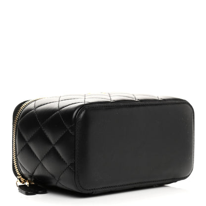 Chanel Lambskin Quilted Small Pearl Crush Vanity Case With Chain Black 4 of 15