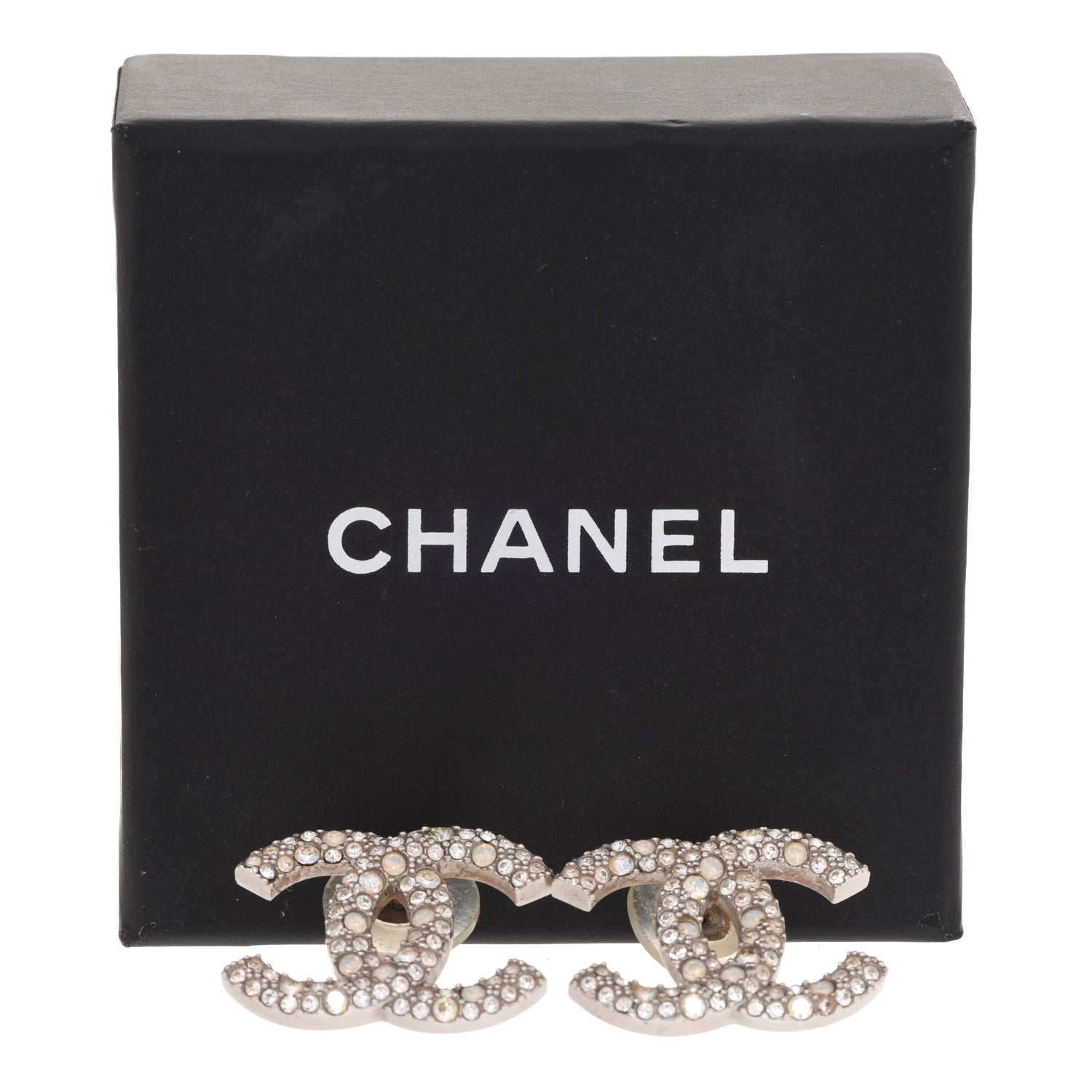 Chanel Crystal CC Earrings Silver 5 of 5