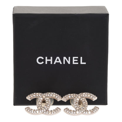 Chanel Crystal CC Earrings Silver 5 of 5