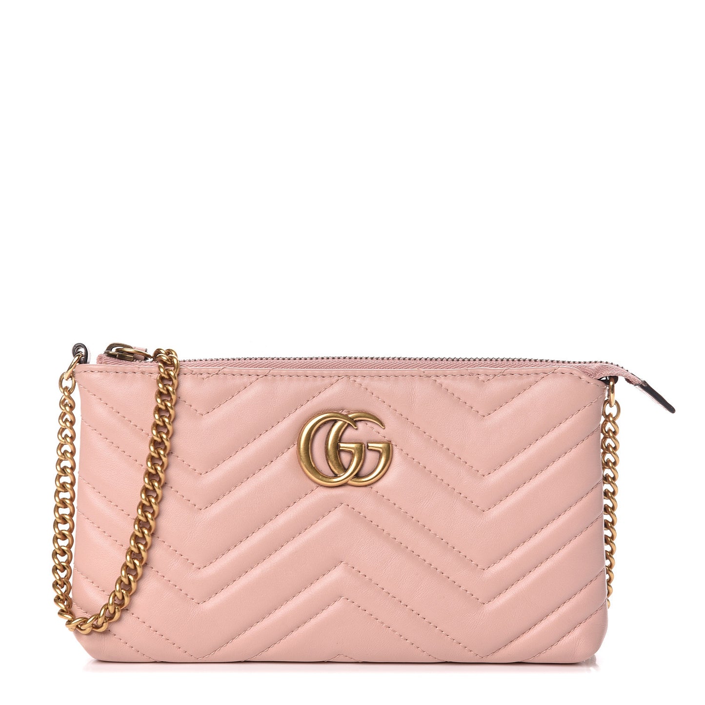 Calfskin Matelasse Mini GG Marmont Chain Bag Perfect Pink